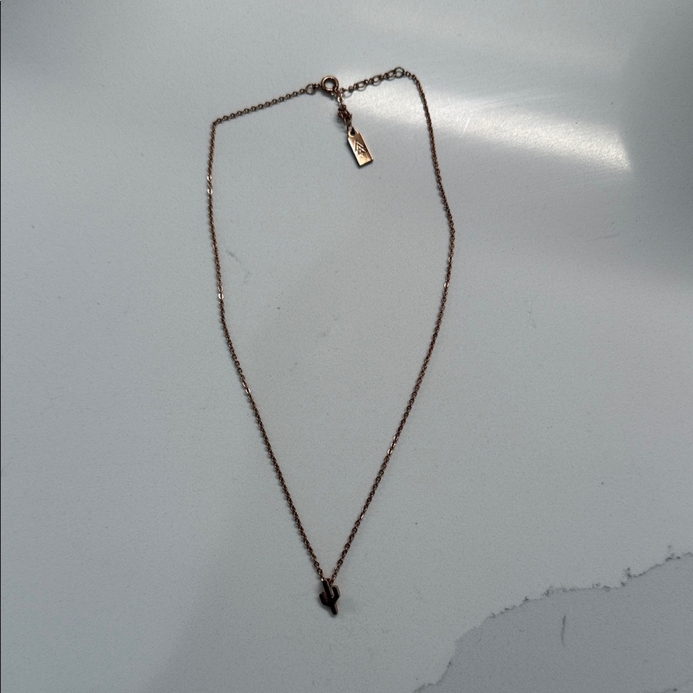 Rose Gold Cactus Pendant Necklace choker